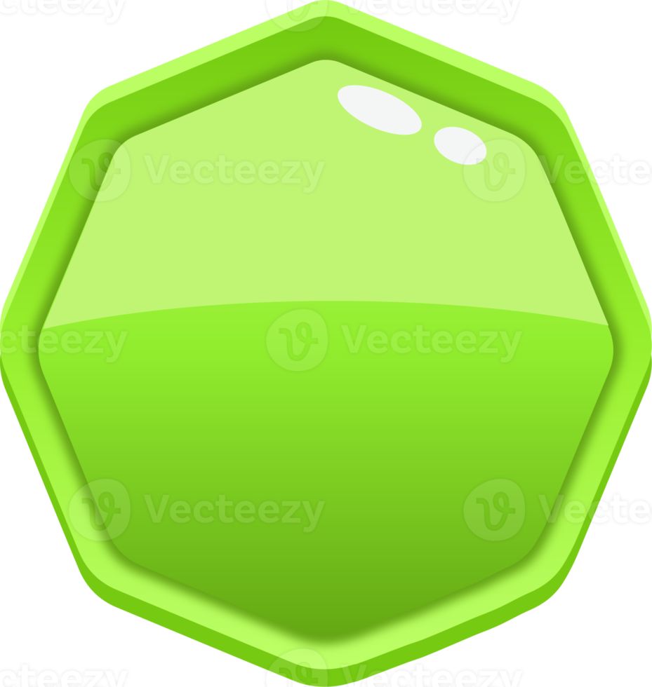 bouton octogone dessin animé vert png