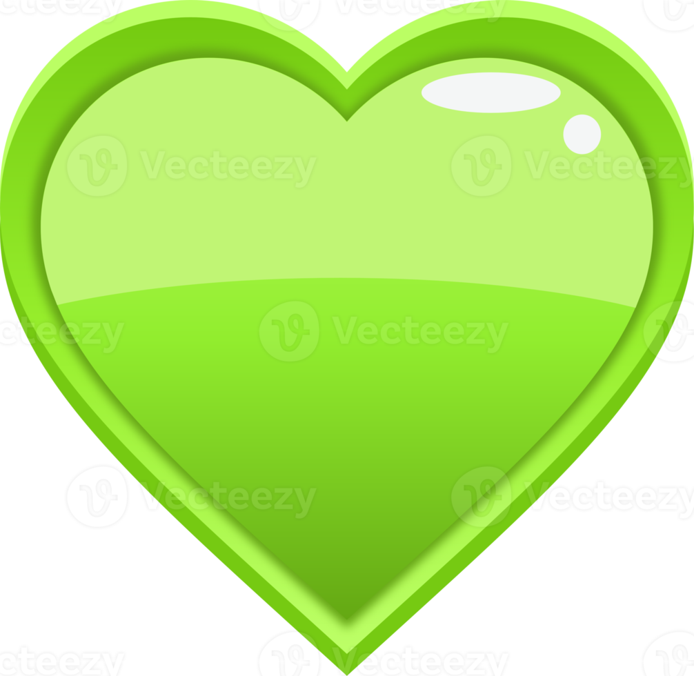 bouton coeur dessin animé vert png