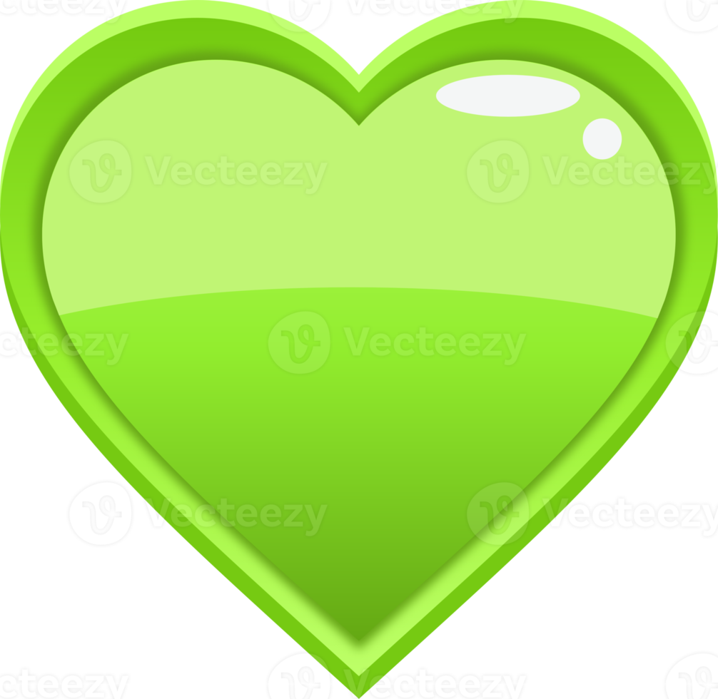 bouton coeur dessin animé vert png