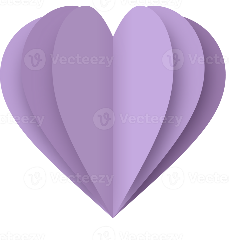 Purple Paper Heart Png, Paper Heart Valentine's Day png