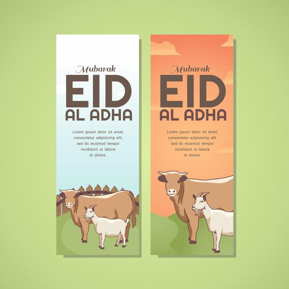 Eid al adha sacrifice islamic day vector illustration banner template design