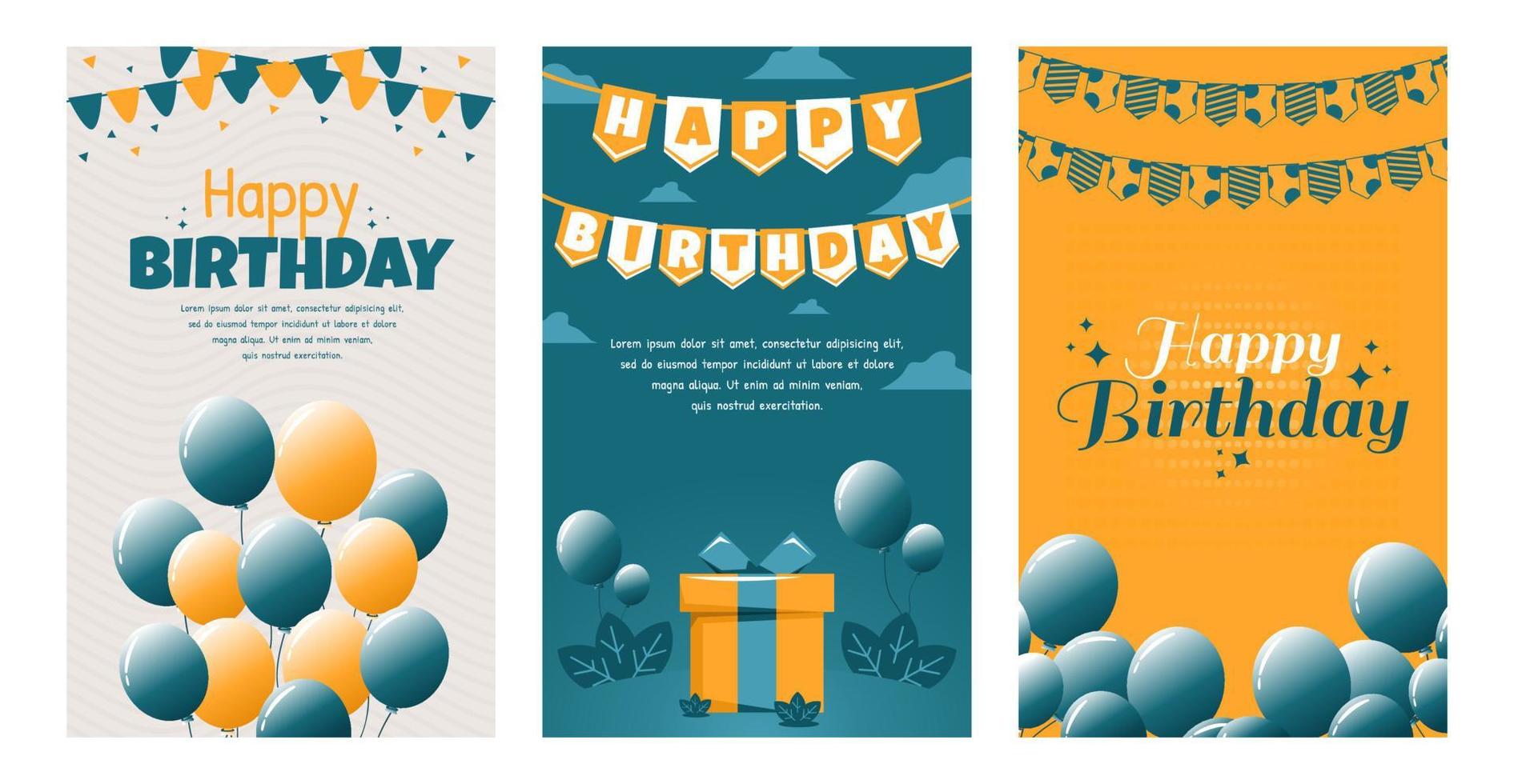 vector de conjunto de diseño de plantilla de banner de fiesta de cumpleaños