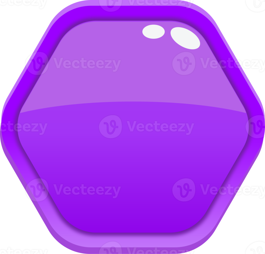 Purple Cartoon Hexagon Button png