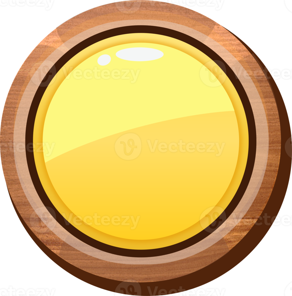Yellow Cartoon Round Wooden Button png