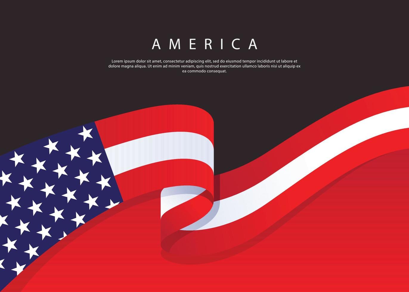 bandera americana que fluye. bandera americana sobre fondo negro. plantilla de ilustración vectorial vector