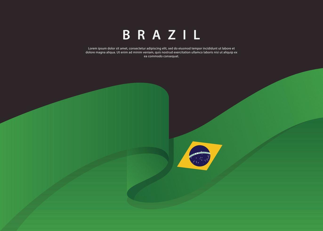Brazil Flag Flowing. Brazil flag on Black background. Vector illustration template