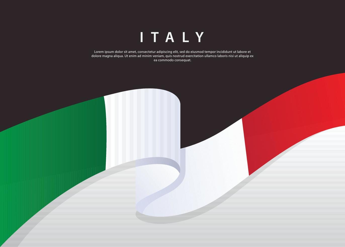 Italy Flag Flowing. Italy flag on Black background. Vector illustration template