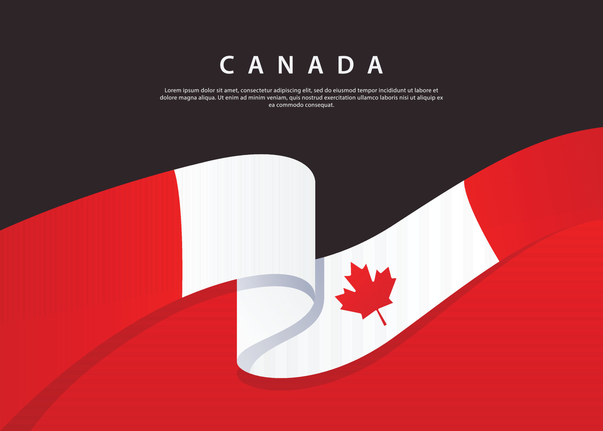 Canada Flag Flowing. Canada flag on Black background. Vector