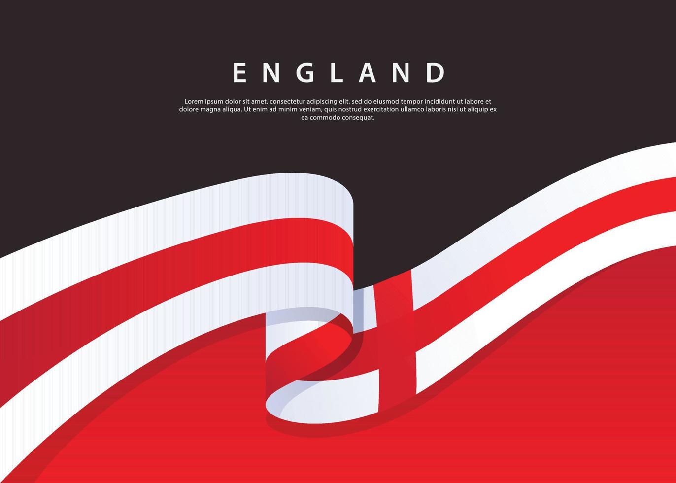 bandera de inglaterra que fluye. bandera de inglaterra sobre fondo negro. plantilla de ilustración vectorial vector