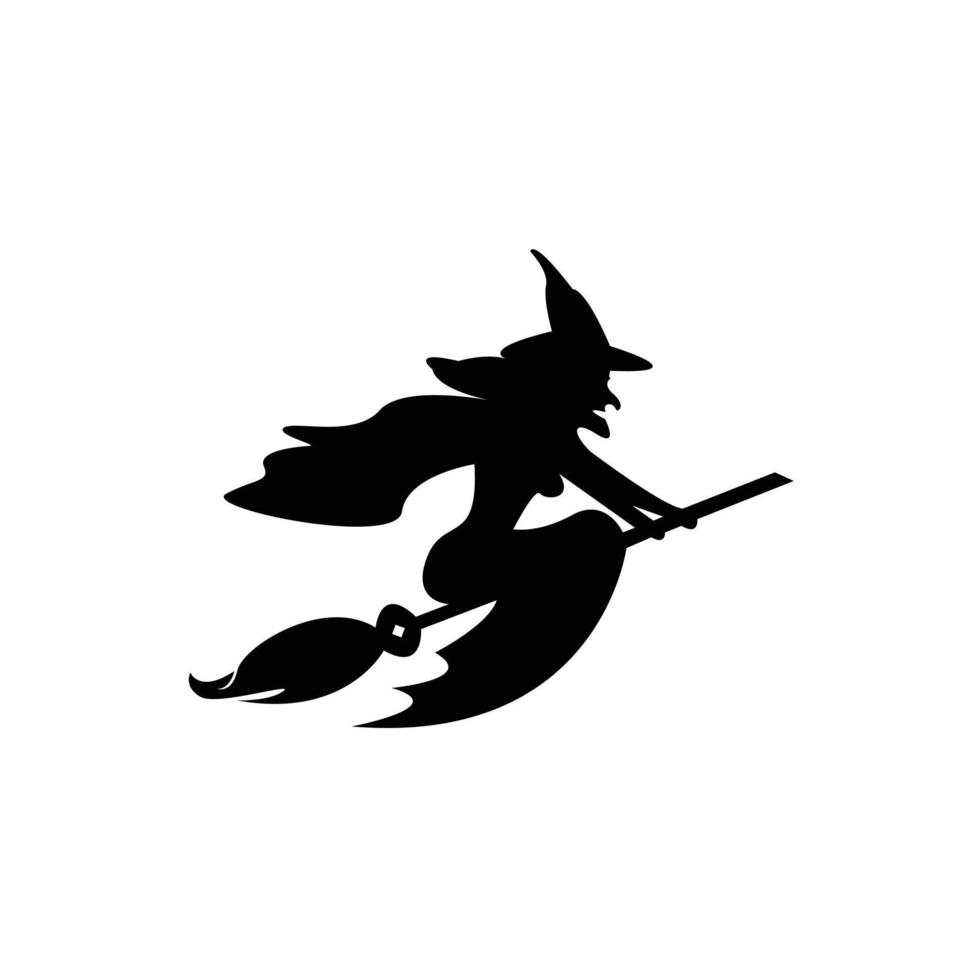 Halloween witch on a broomstick. Vector illustration