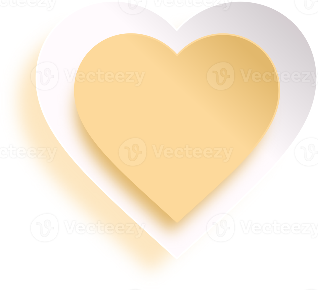 Yellow Paper Cut Heart With Shadow png