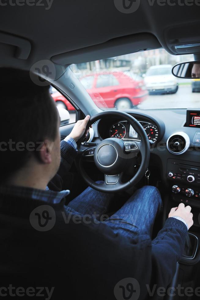 man using car navigation photo