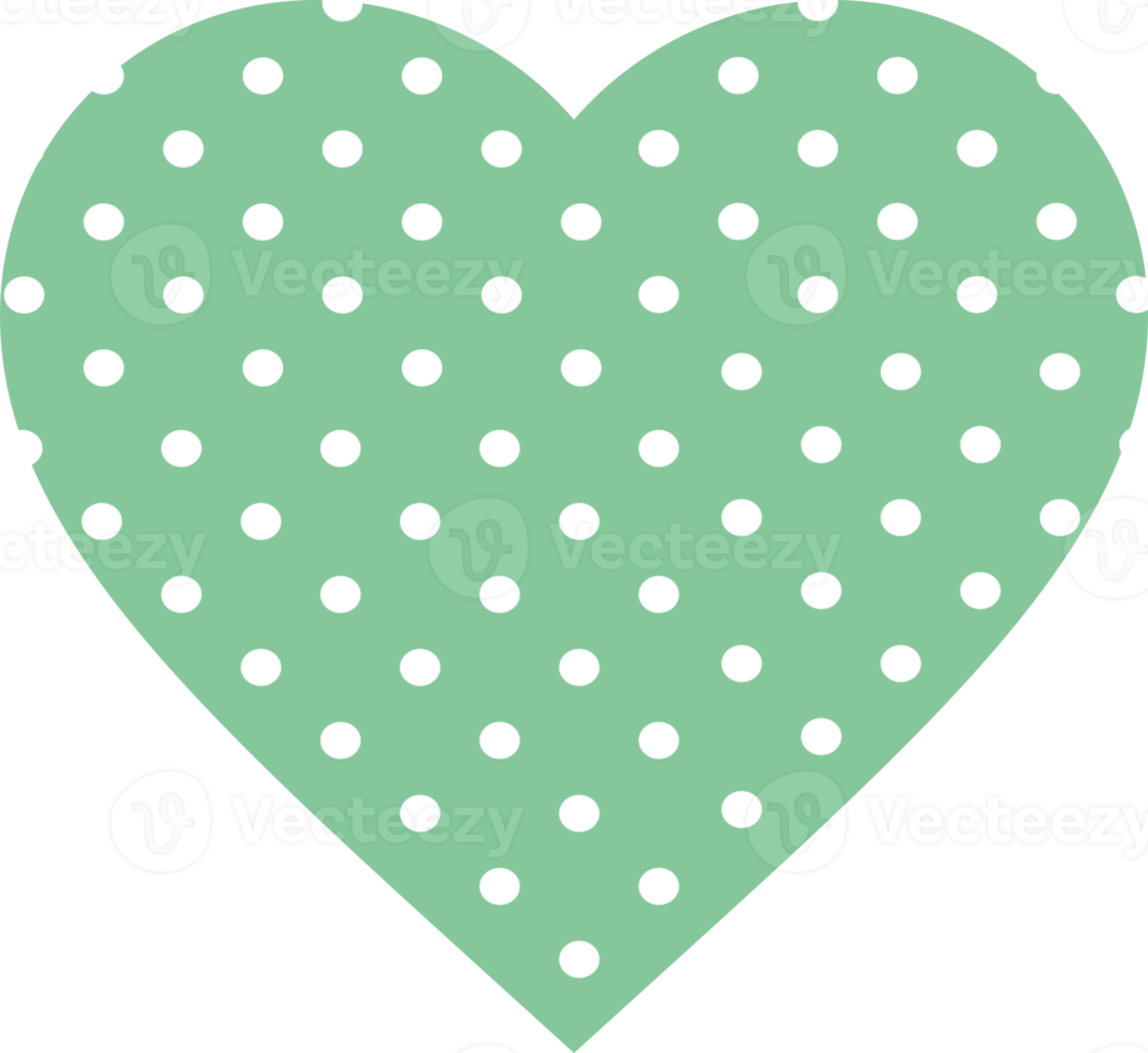 Green Heart With Polka Dots png