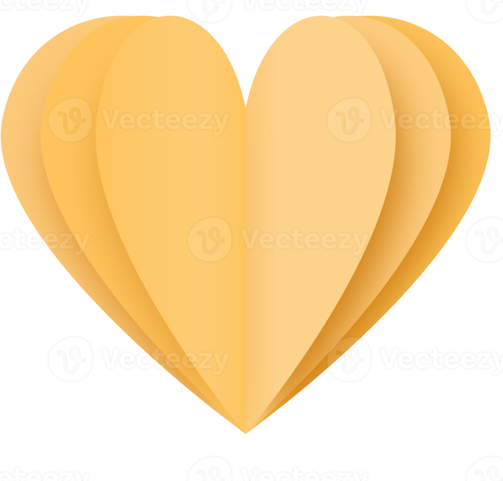 Yellow Paper Heart Png, Paper Heart Valentine's Day png