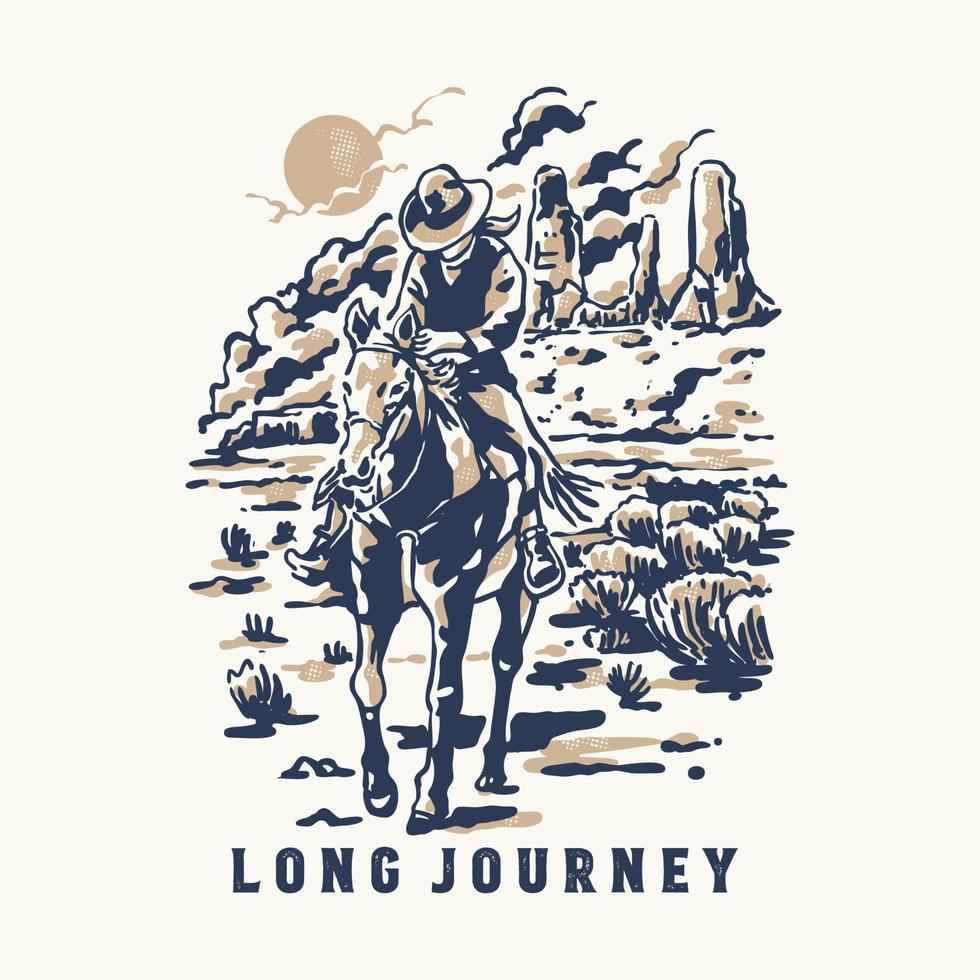 Lone rider on wild west vintage illustration 10984407 Vector Art at ...