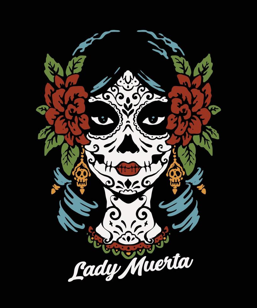 ilustración de estilo vintage dama muerta vector