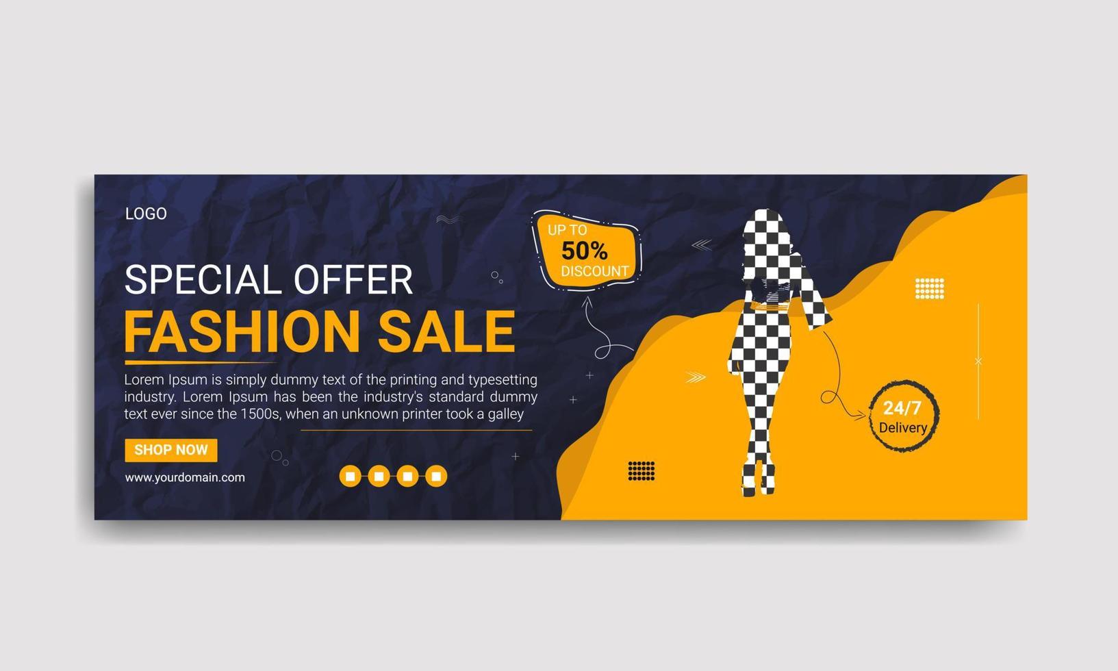 New fashion look web and social media cover banner template design vector