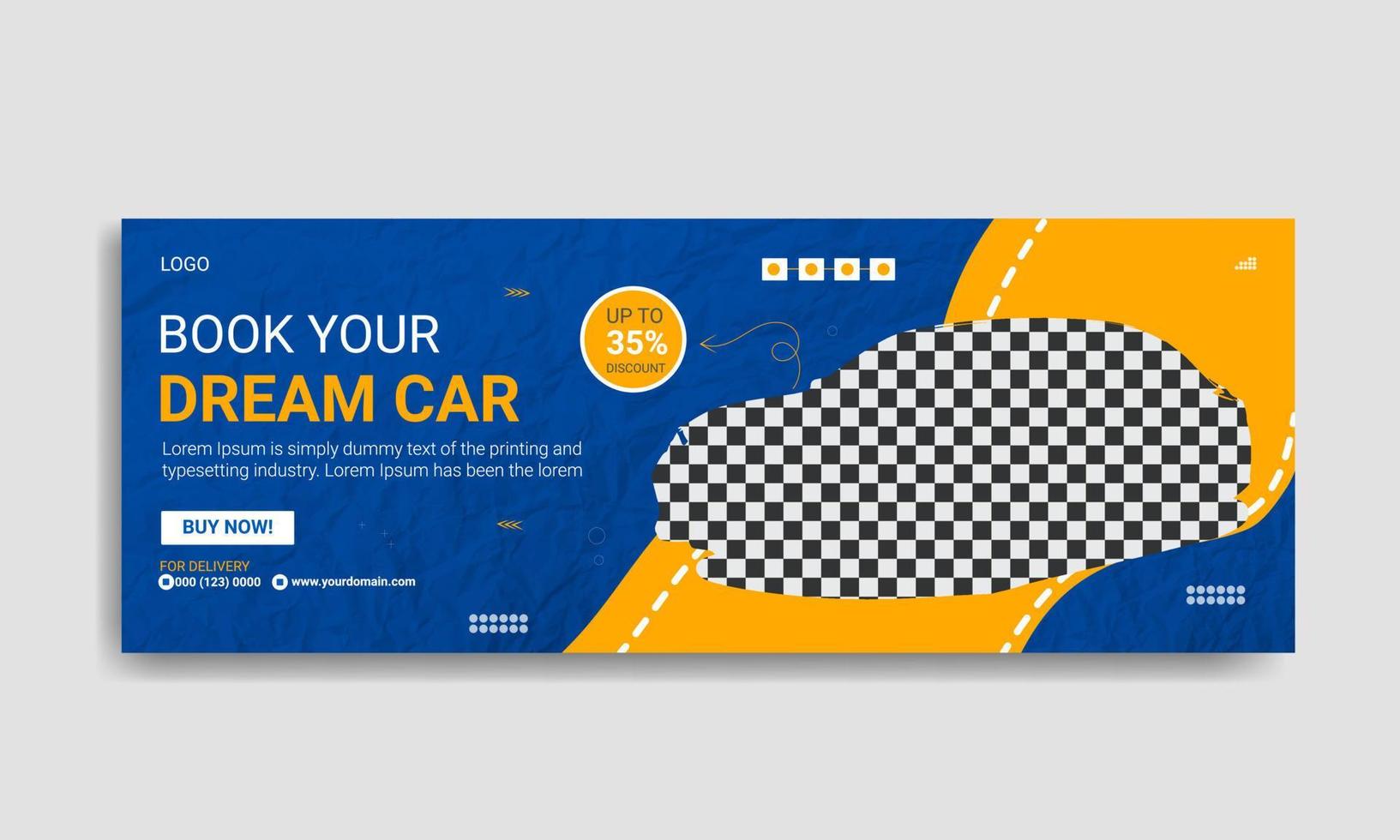 Car rental promotion social media post cover banner template vector