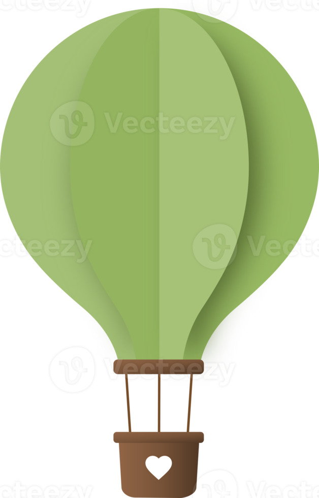 grön papper varm luft ballong, varm luft ballong papper skära png