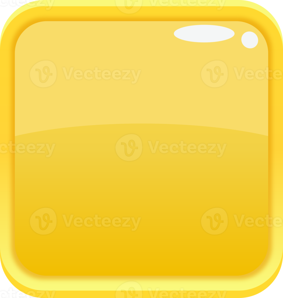 Yellow Cartoon Square Button png