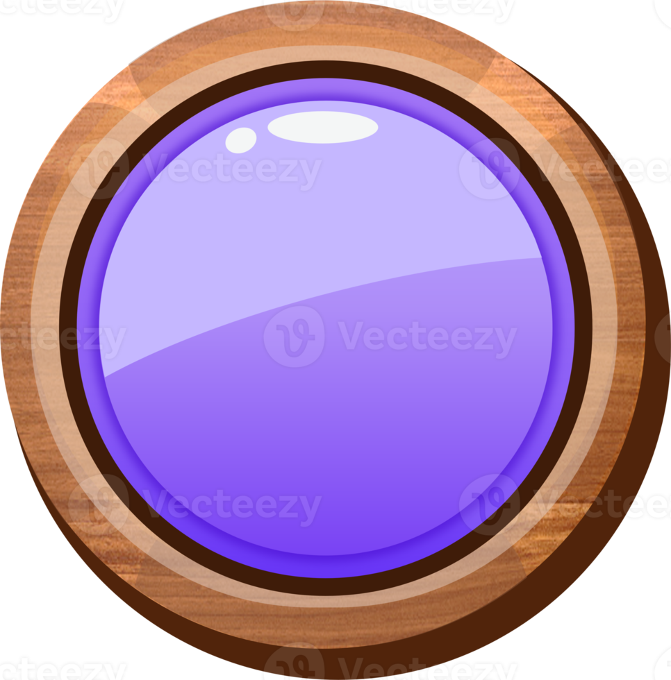 Purple Cartoon Round Wooden Button png