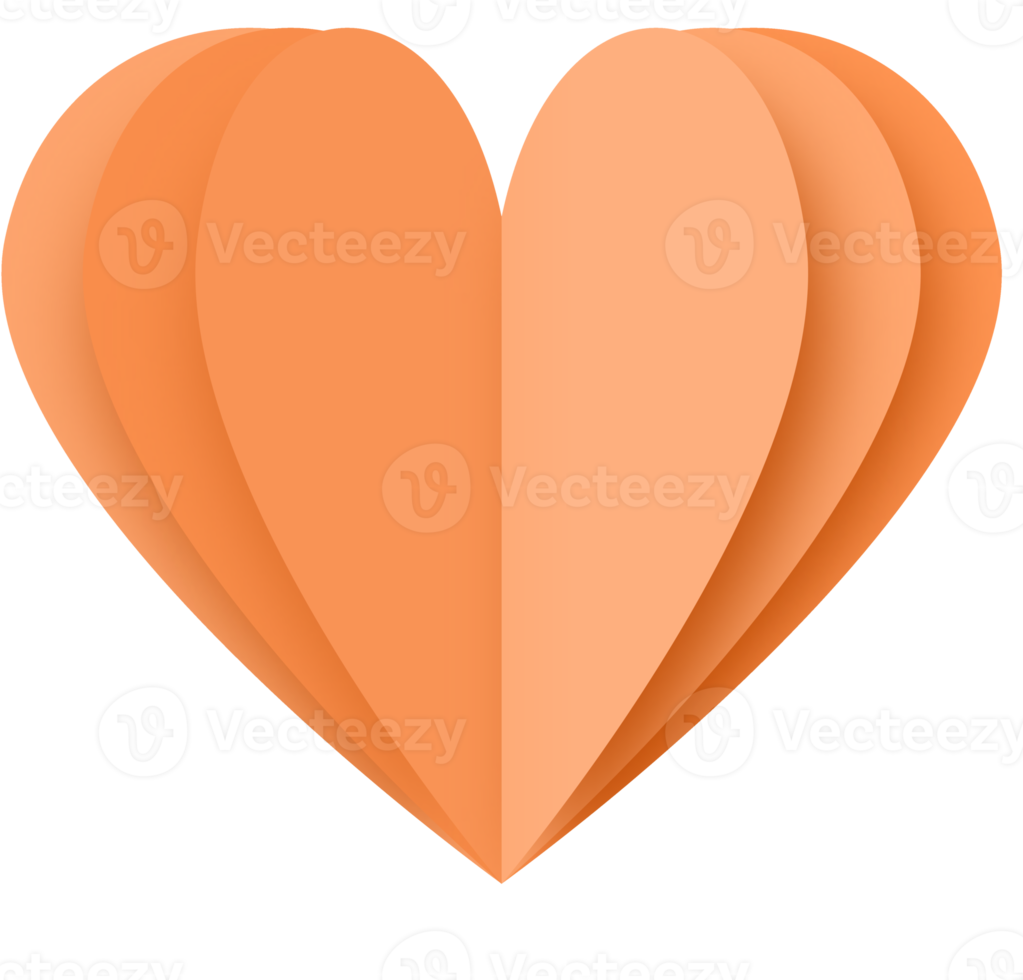 orange papierherz png, papierherz valentinstag png