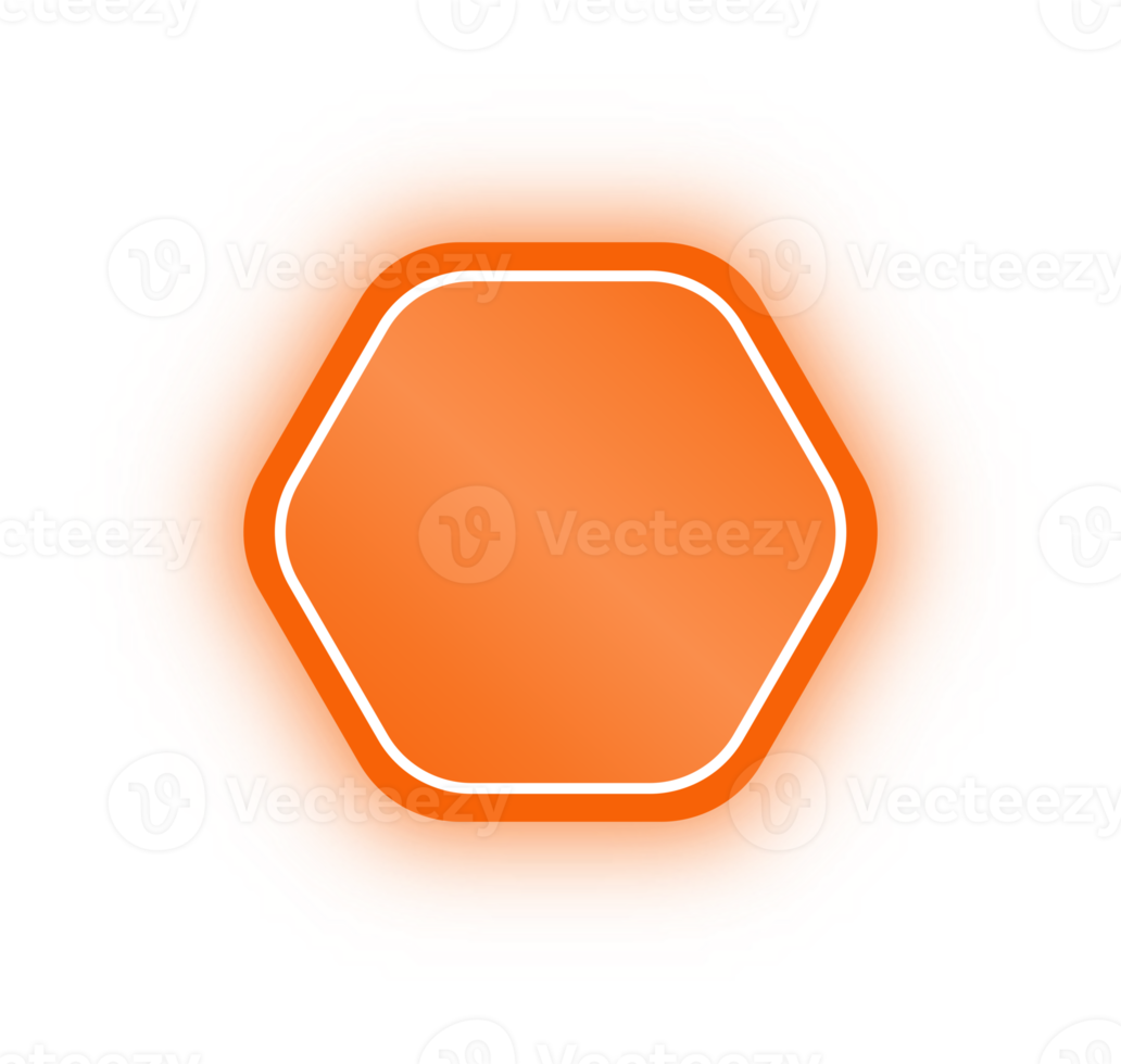 bannière hexagonale orange néon, hexagone néon png