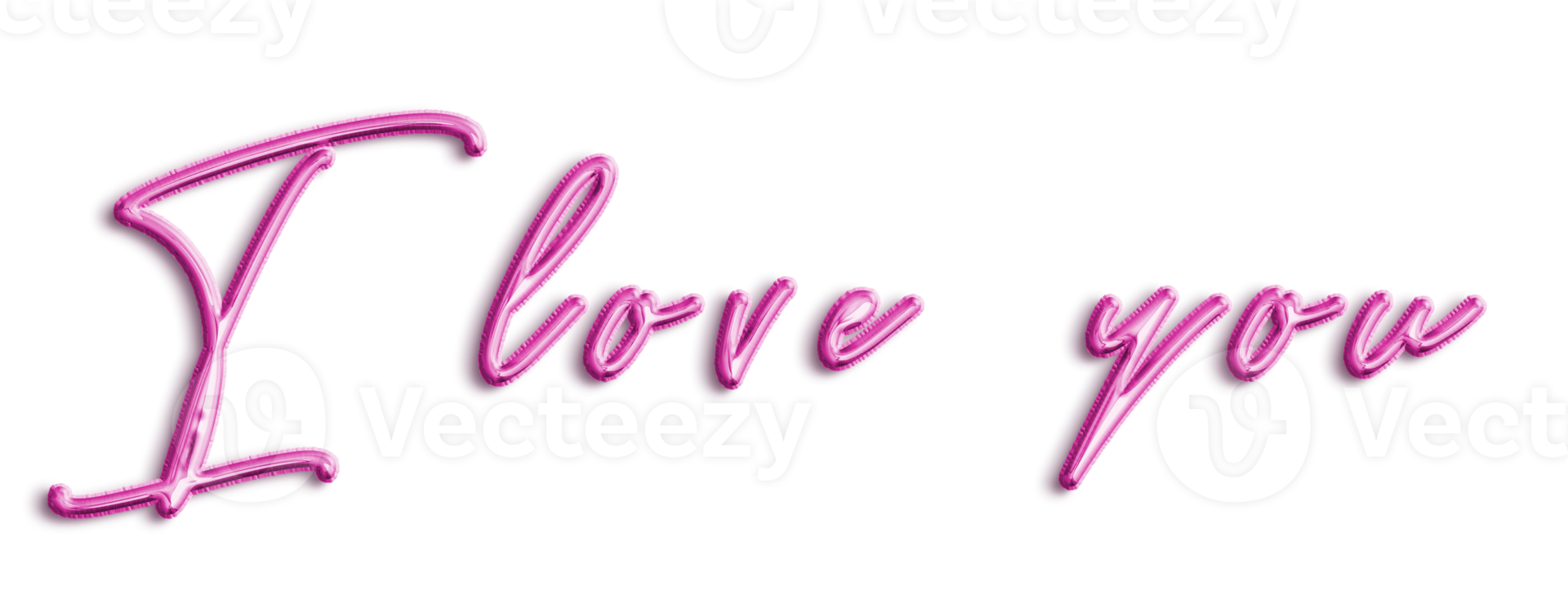 Pink Volumetric 3D Text Balloons Lettering I Love You cut out png