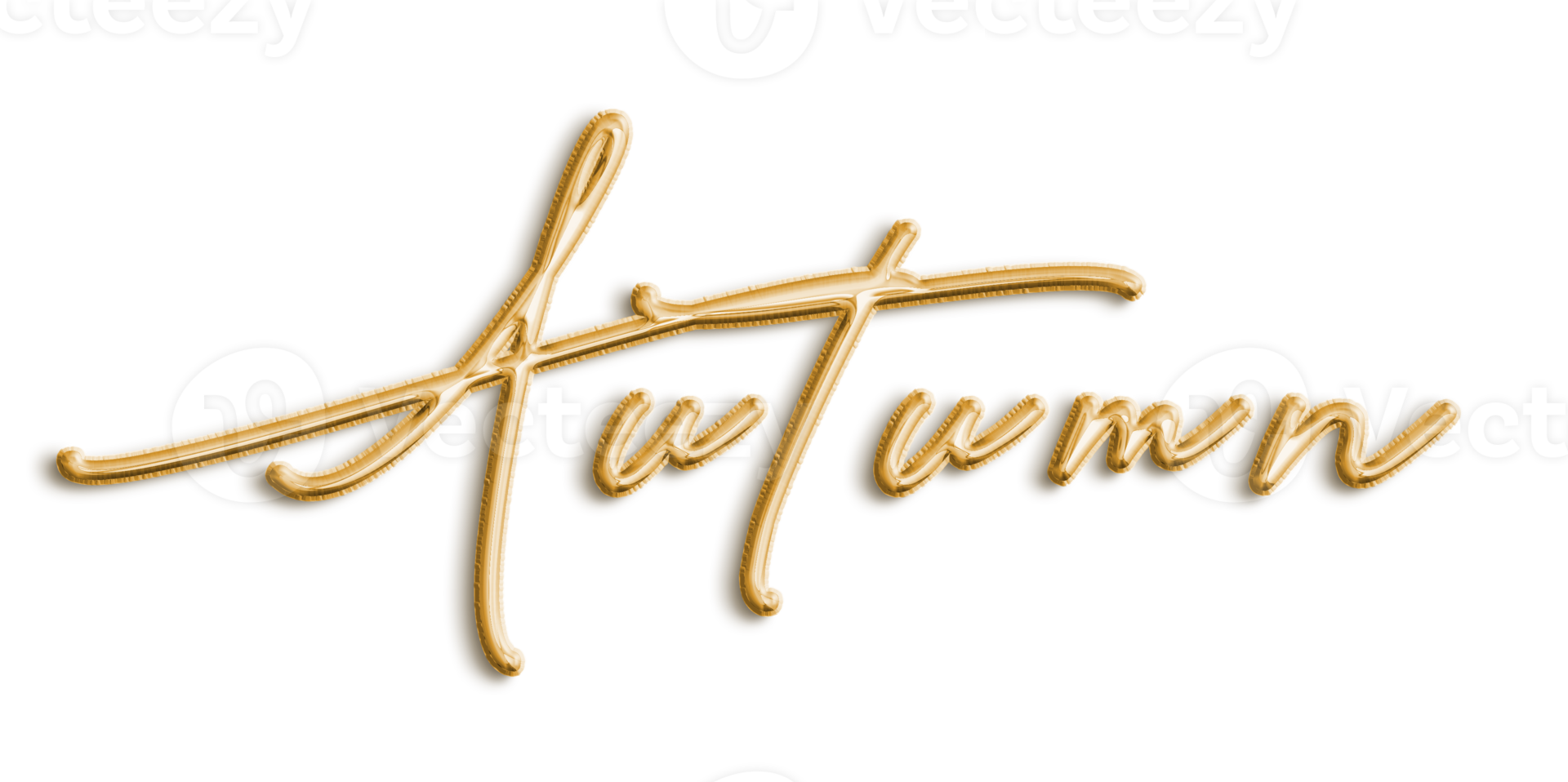 Golden Volumetric 3D Text Balloons Lettering Autumn cut out png