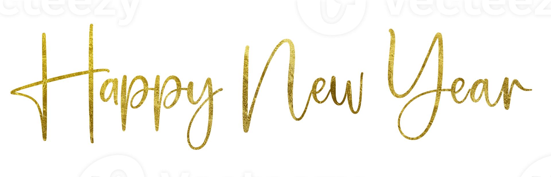 Golden Text Happy New Year cut out png