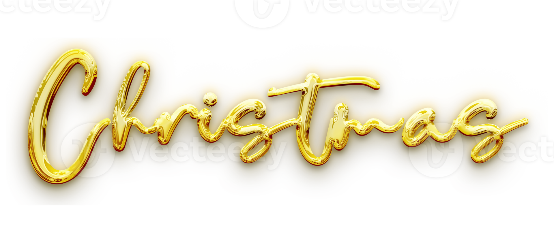 Golden volumetric 3D Text of the inscription Christmas isolated cut out png