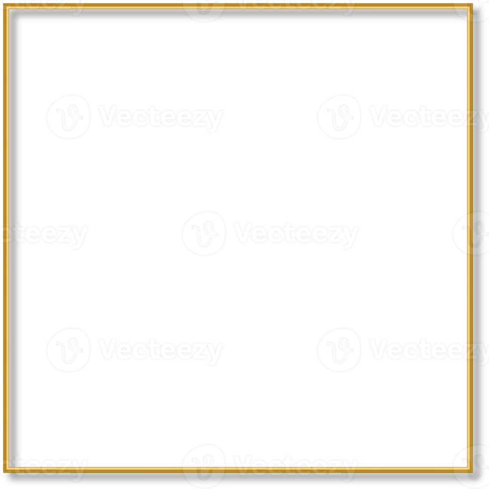 quadratischer goldener rahmen isoliert ausgeschnitten png