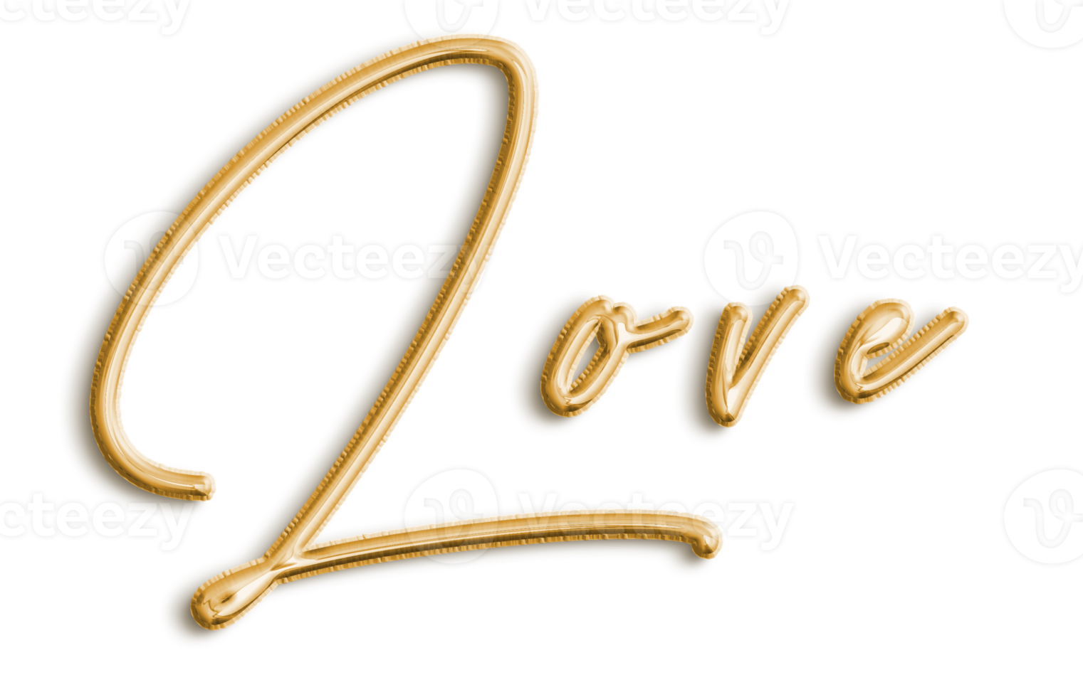 Gold Volumetric 3D Text Balloons Love You cut out png