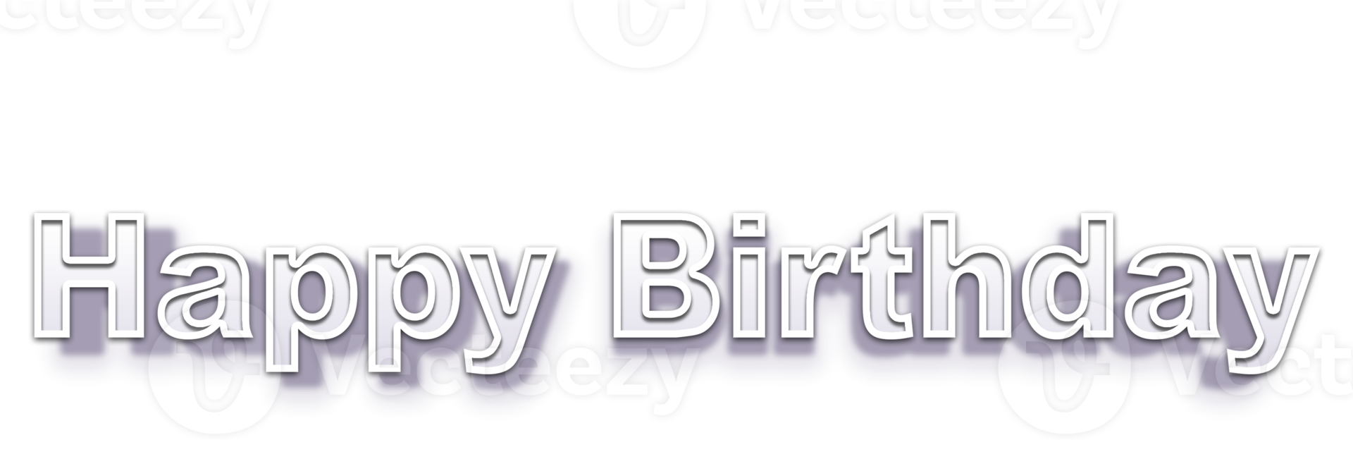 White volumetric 3D Text inscription Happy Birthday. isolation cut out png