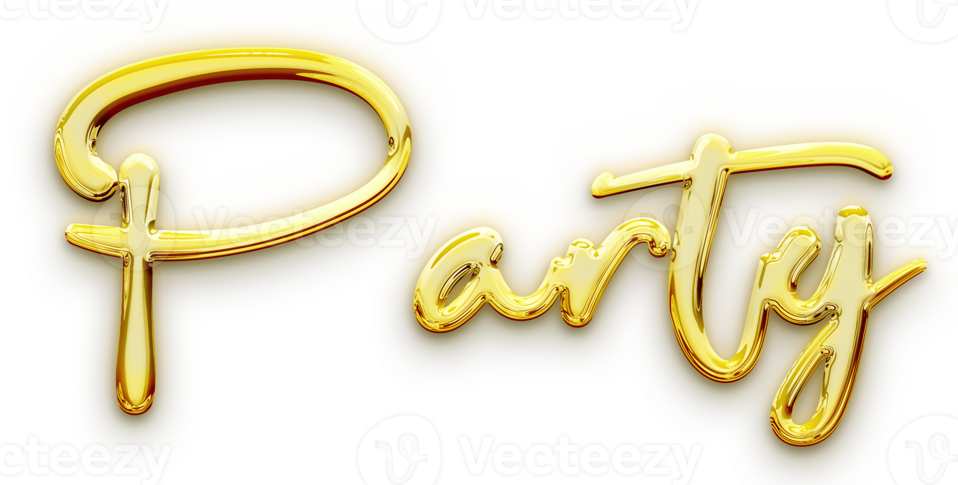 Golden volumetric 3D Text of the inscription Party isolated cut out png