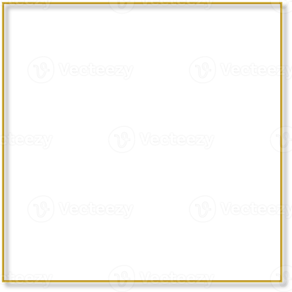 cadre doré carré découpé isolé png