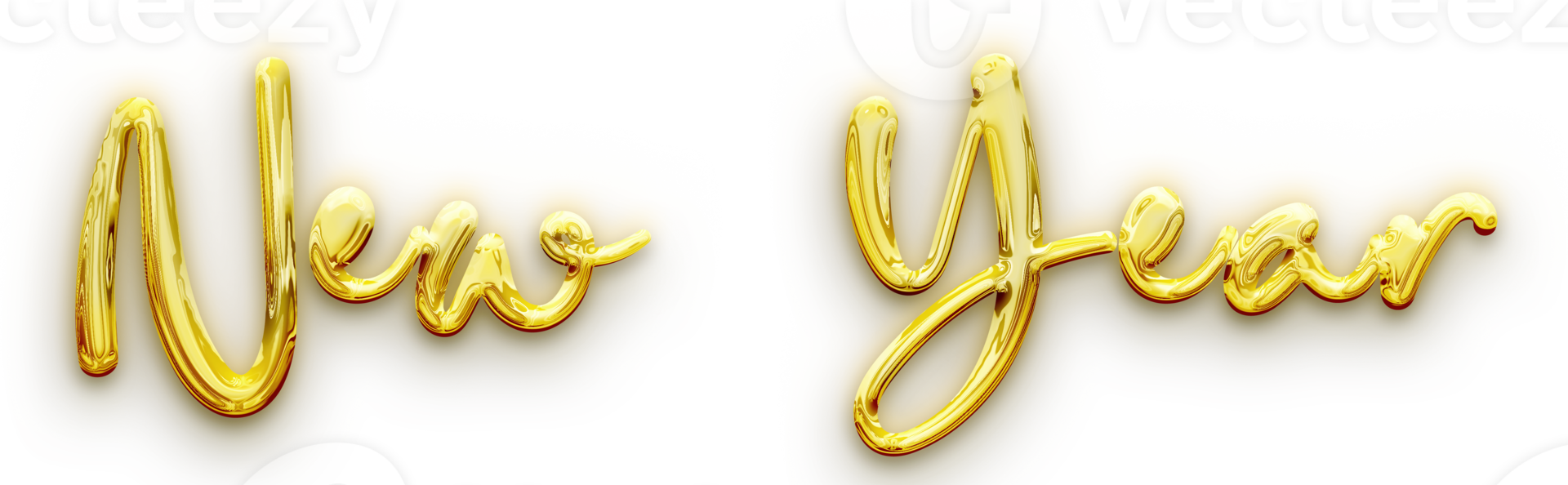 Golden volumetric 3D Text of the inscription New Year isolated cut out png