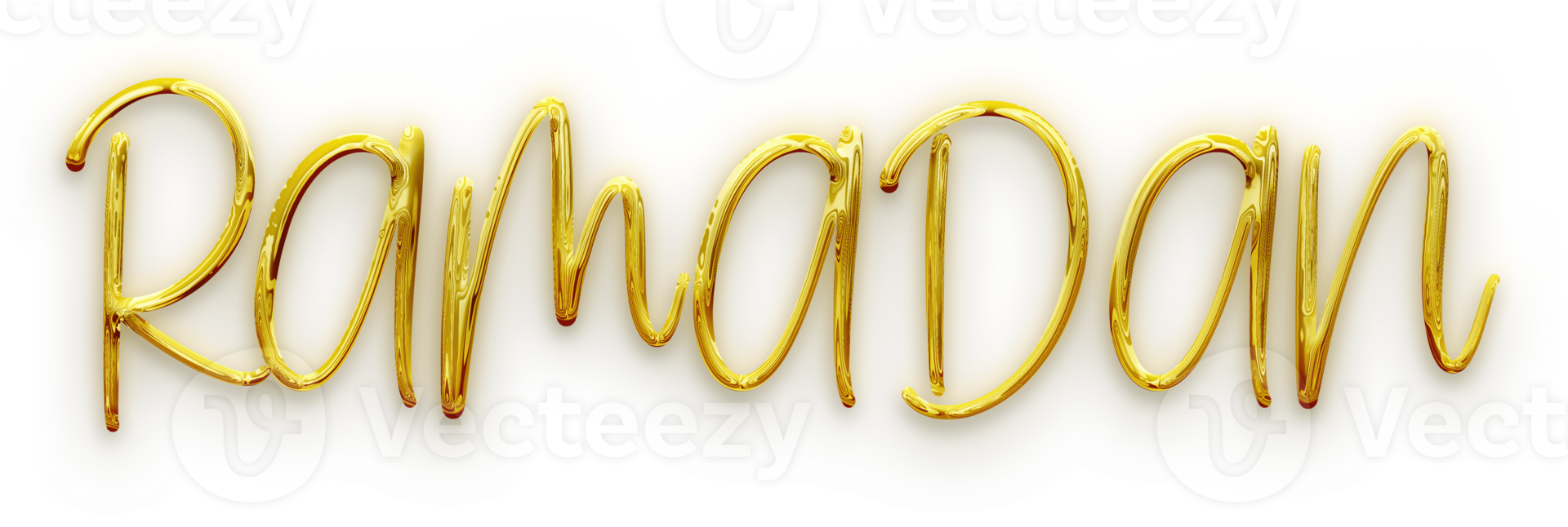 Golden volumetric 3D Text of the inscription Ramadan isolated cut out png