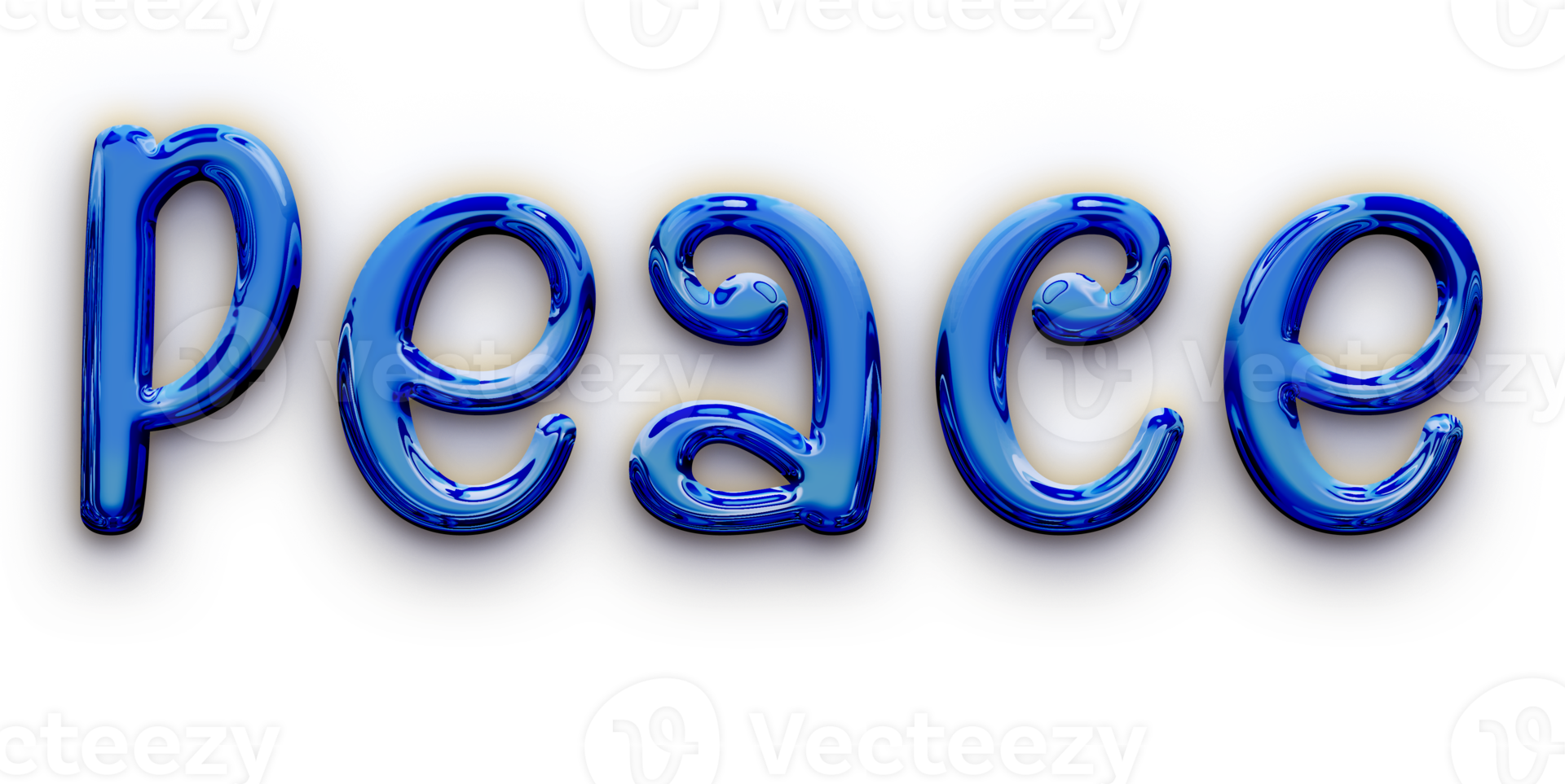 Blue volumetric 3D Text of the inscription Peace isolated cut out png