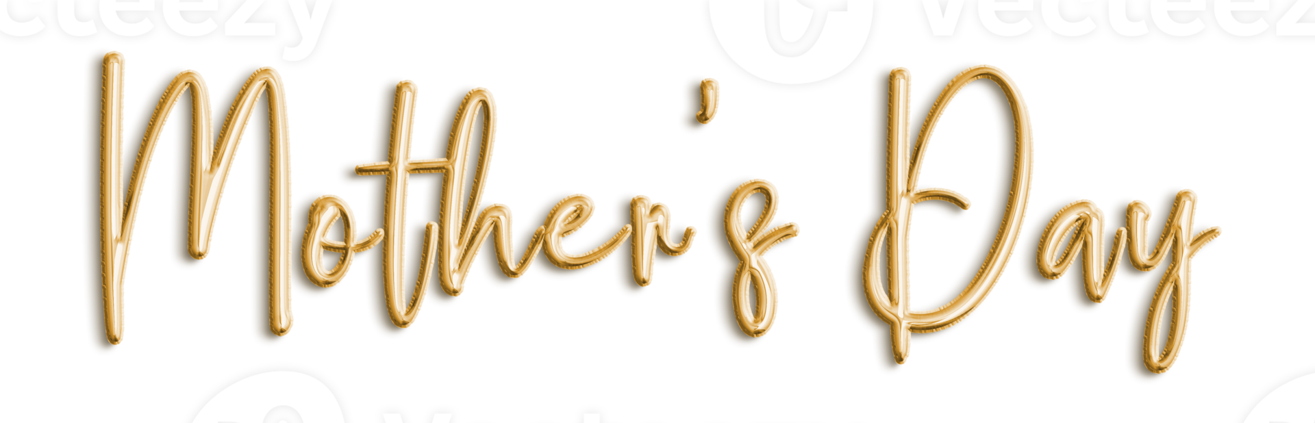 Golden Volumetric 3D Text Balloons Lettering Mothers Day cut out png