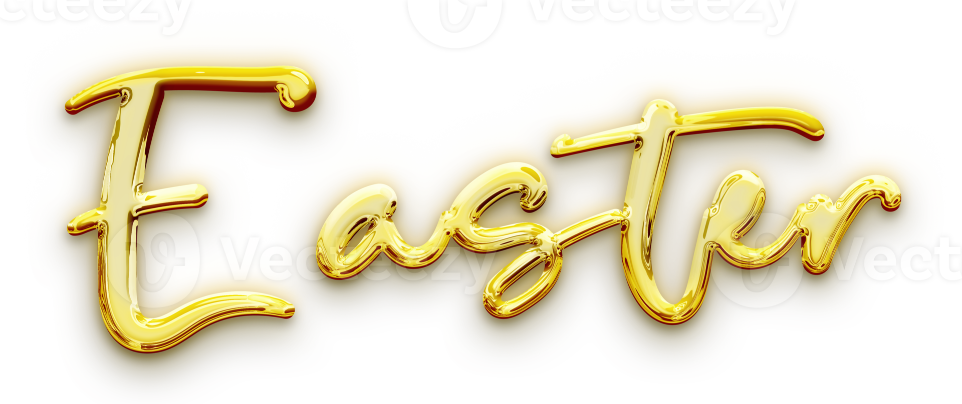 Gold volumetric 3D Text inscription Easter isolated cut out png