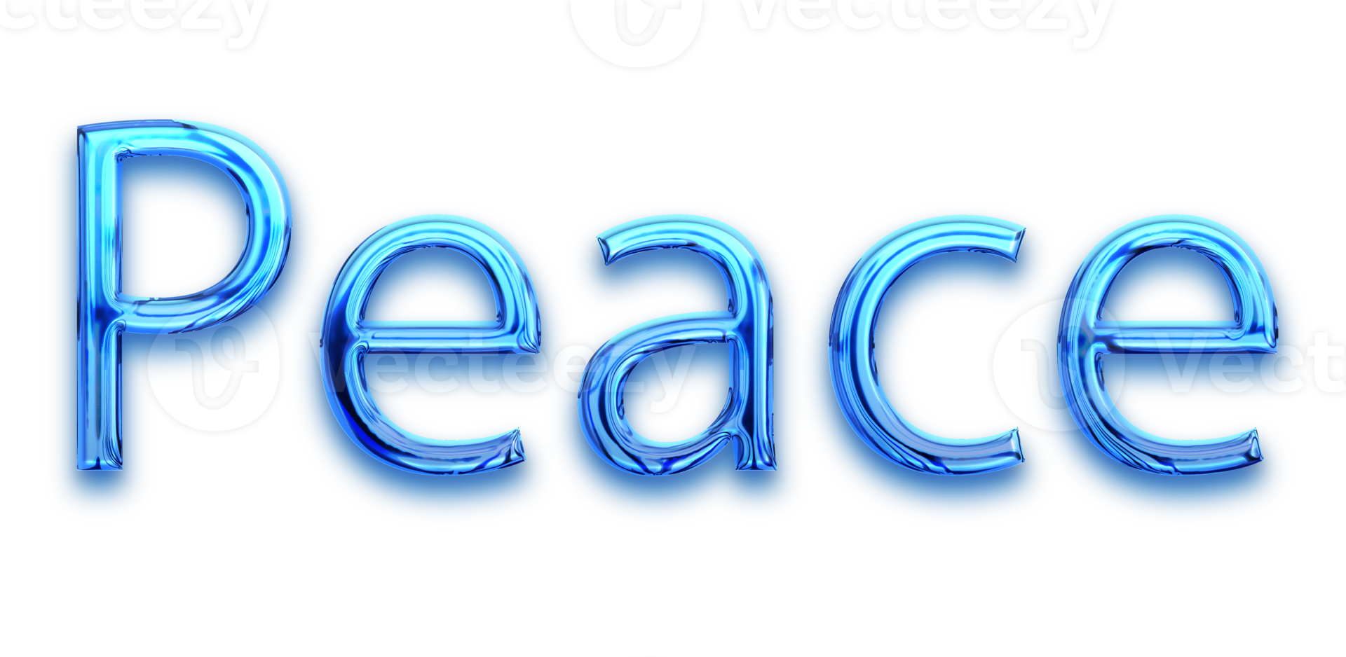 Blue volumetric 3D Text of the inscription Peace isolated cut out png