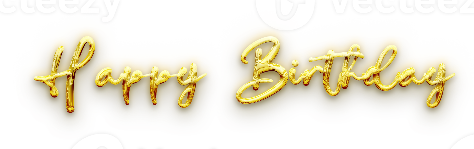 Golden volumetric 3D Text inscription Happy Birthday. isolation cut out png