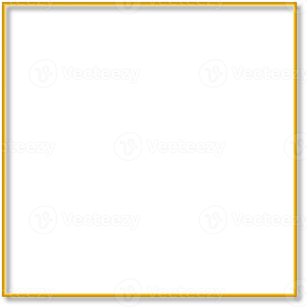 quadratischer goldener rahmen isoliert ausgeschnitten png