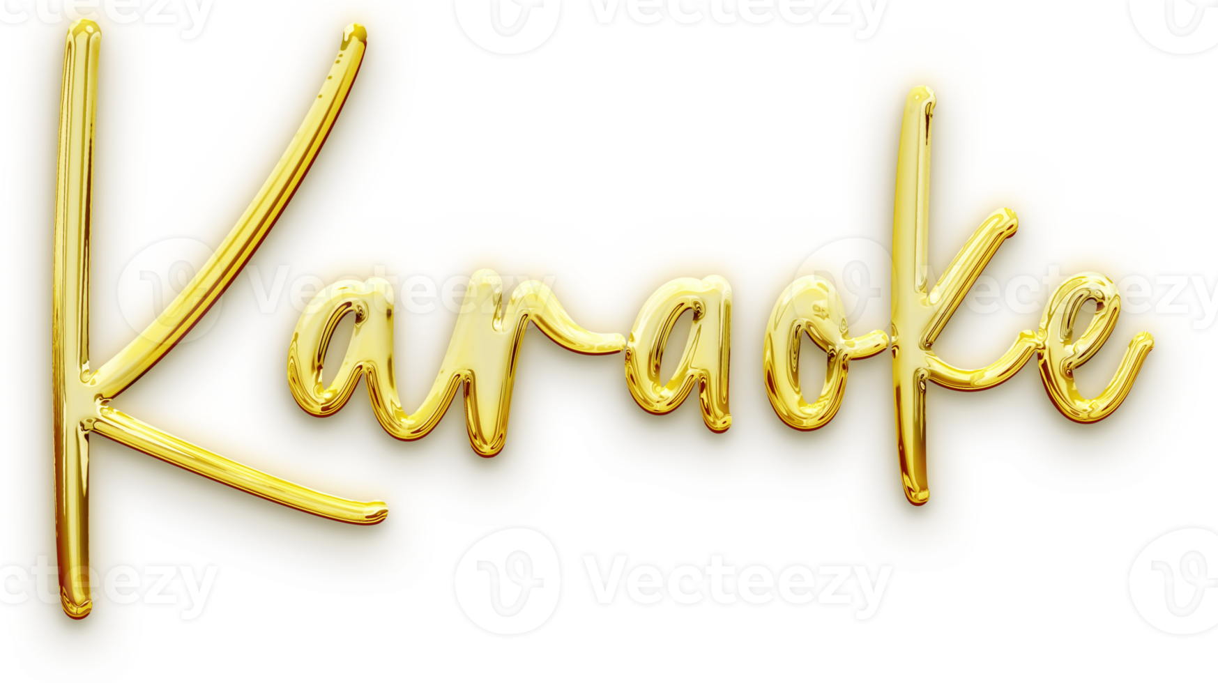 Golden volumetric 3D Text of the inscription Karaoke isolated cut out png