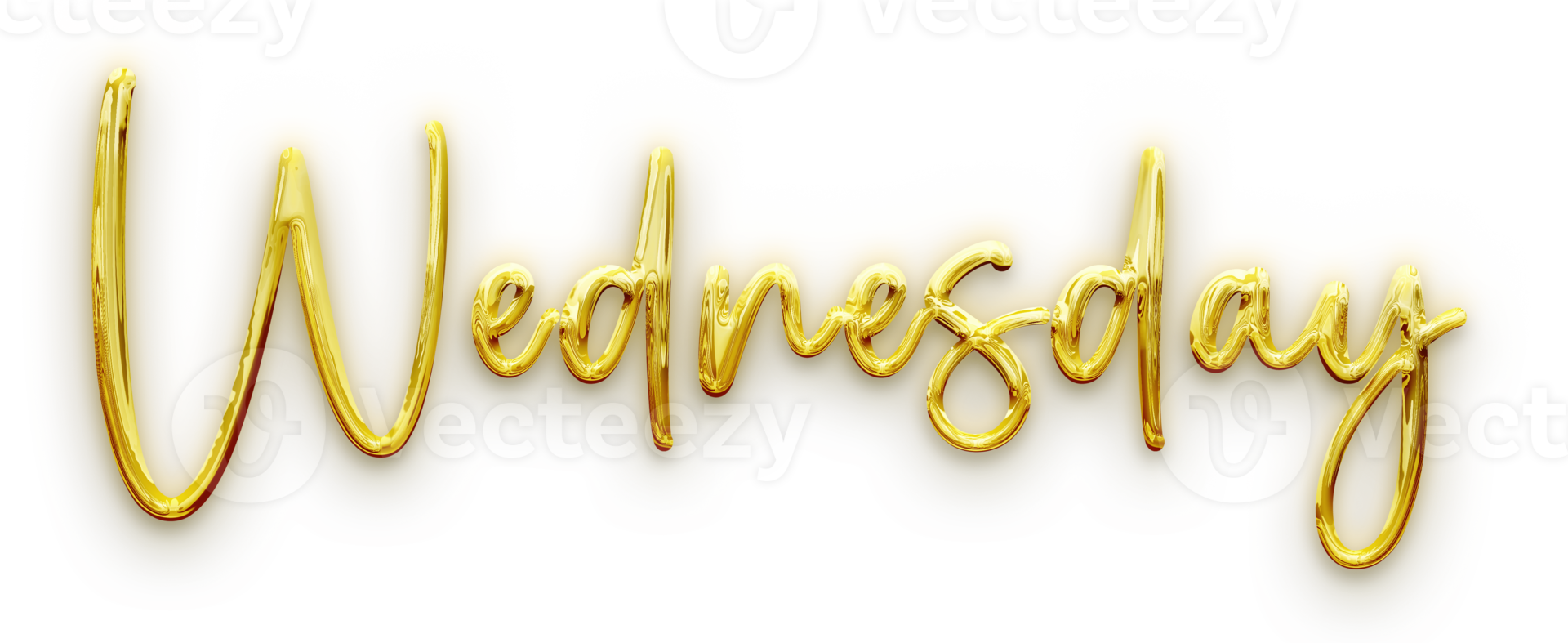 Golden volumetric 3D Text of the inscription Wednesday isolated cut out png