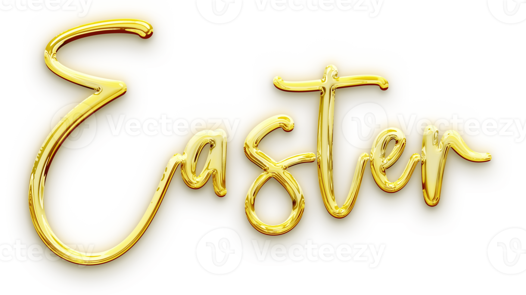 Gold volumetric 3D Text inscription Easter isolated cut out png