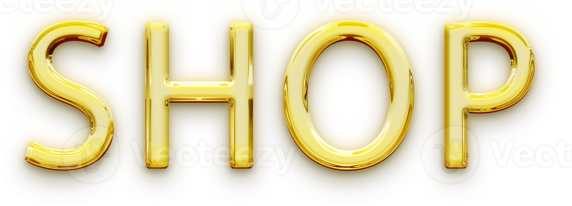 Golden volumetric 3D Text of the inscription Shop isolated cut out png