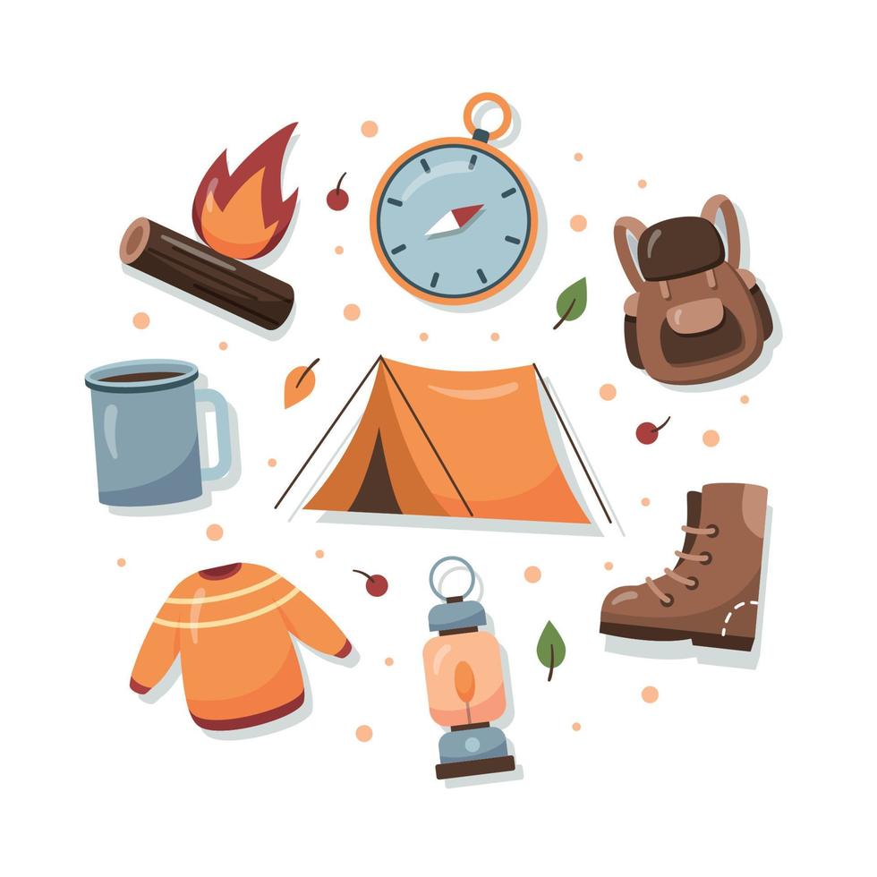 conjunto de iconos de actividad al aire libre de otoño vector