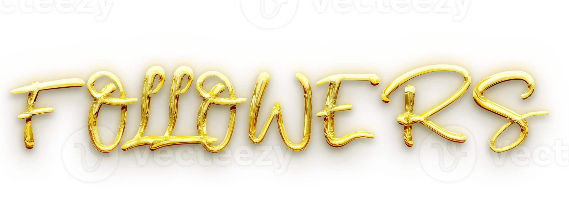 Golden volumetric 3D Text of the inscription Followers isolated cut out png